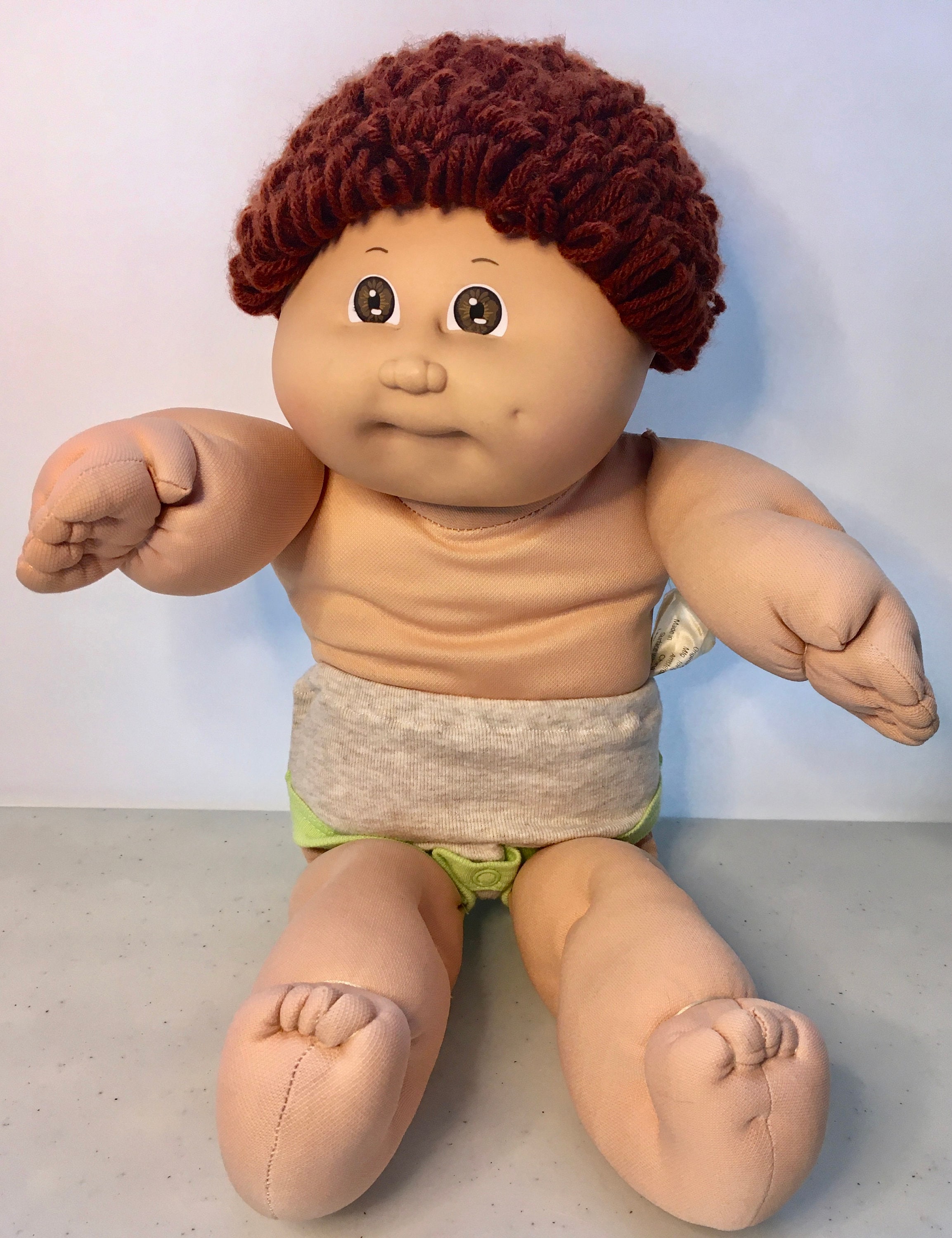 Vintage 1980's Cabbage Patch Girl Doll with Brown Yarn Hair in a