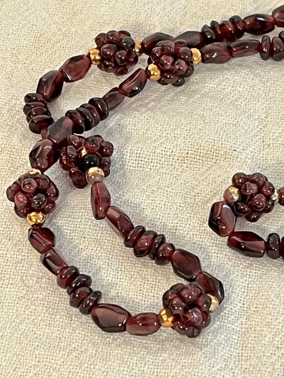 Garnet jewelry.  Dark red-wine garnet bead cluster