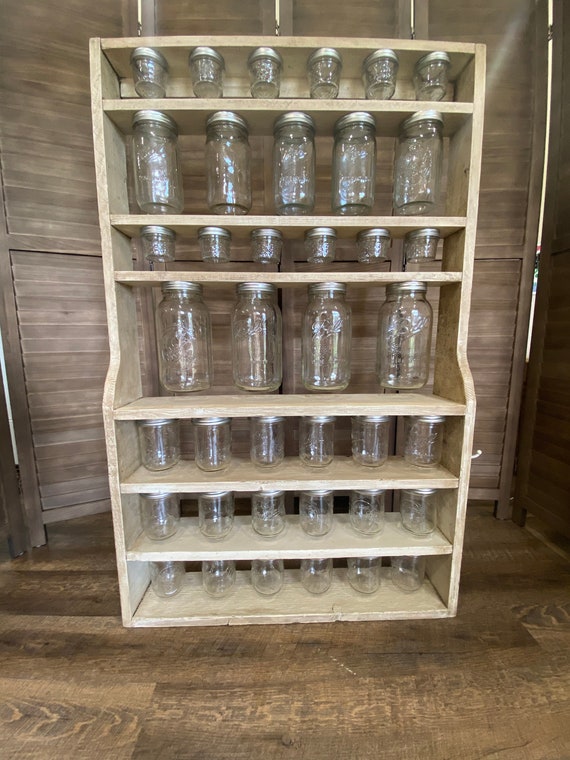 Rustic Ball Glass Jar Storage/spice Rack, Candy Organizer One of a Kind 
