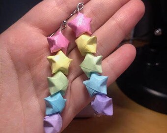 Pastel Acrylic Post Earrings Origami Gold Earrings