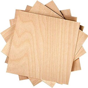 May include: A stack of four unfinished wood squares, each with a natural wood grain pattern. The wood is light brown in color and has a smooth surface.