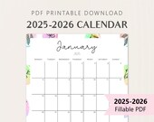 2025 - 2026 PORTRAIT Calendars Monthly Academic Midyear Planner| 8.5x11 | Monday Sunday Start, Vertical Cute & Fun Printable PDF