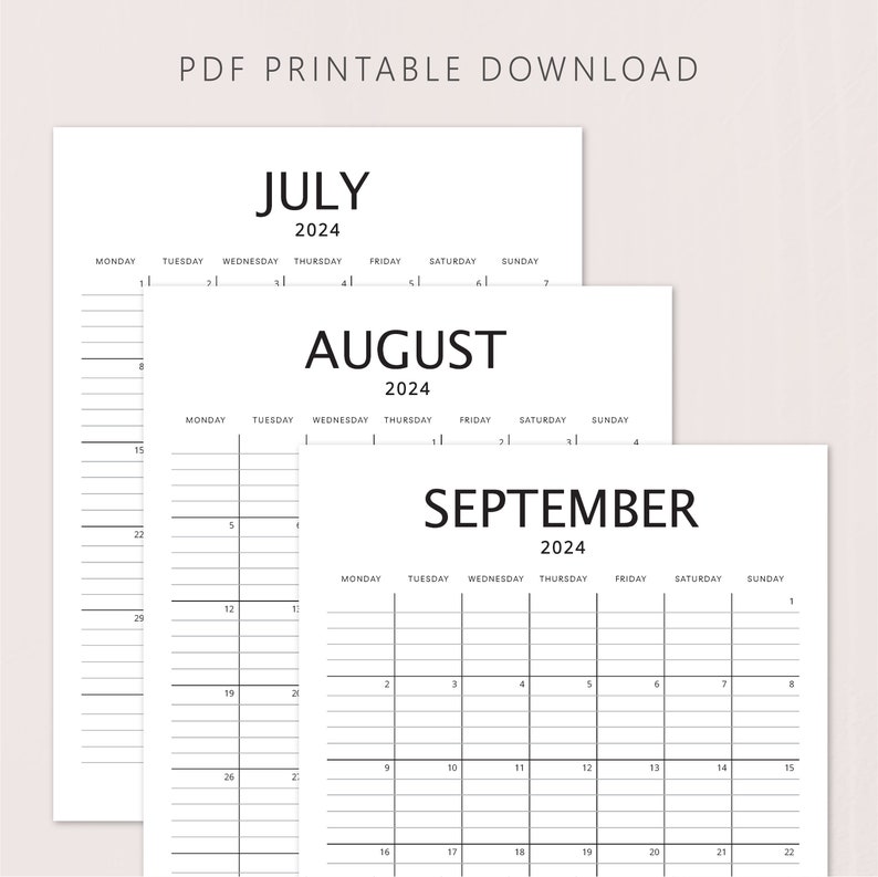 2024 2025 Midyear Lined Calendars PORTRAIT Monthly Academic Planner 8 ...