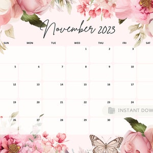 November 2023 Calendar Printable Planner Beautiful Vintage - Etsy