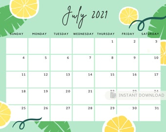 Printable July Calendar | Etsy