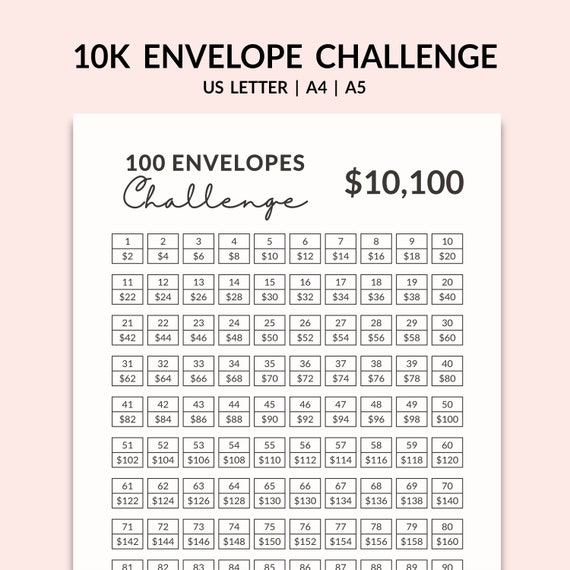 100 ENVELOPE CHALLENGE L 10K Saving Challenge Tracker, Save 10000 Dollar Printable PDF, Minimalist Money Tracker Instant Download - Etsy UK 100 ENVELOPE CHALLENGE L 10K Saving Challenge Tracker, Save 10000 Dollar Printable PDF, Minimalist Money Tracker Instant Download - Etsy UK