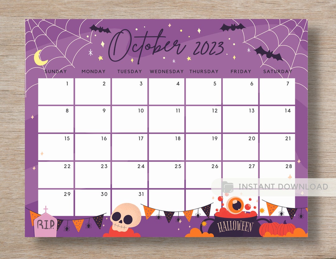 Calendario de octubre de 2023 lindo y espeluznante fiesta - Etsy España