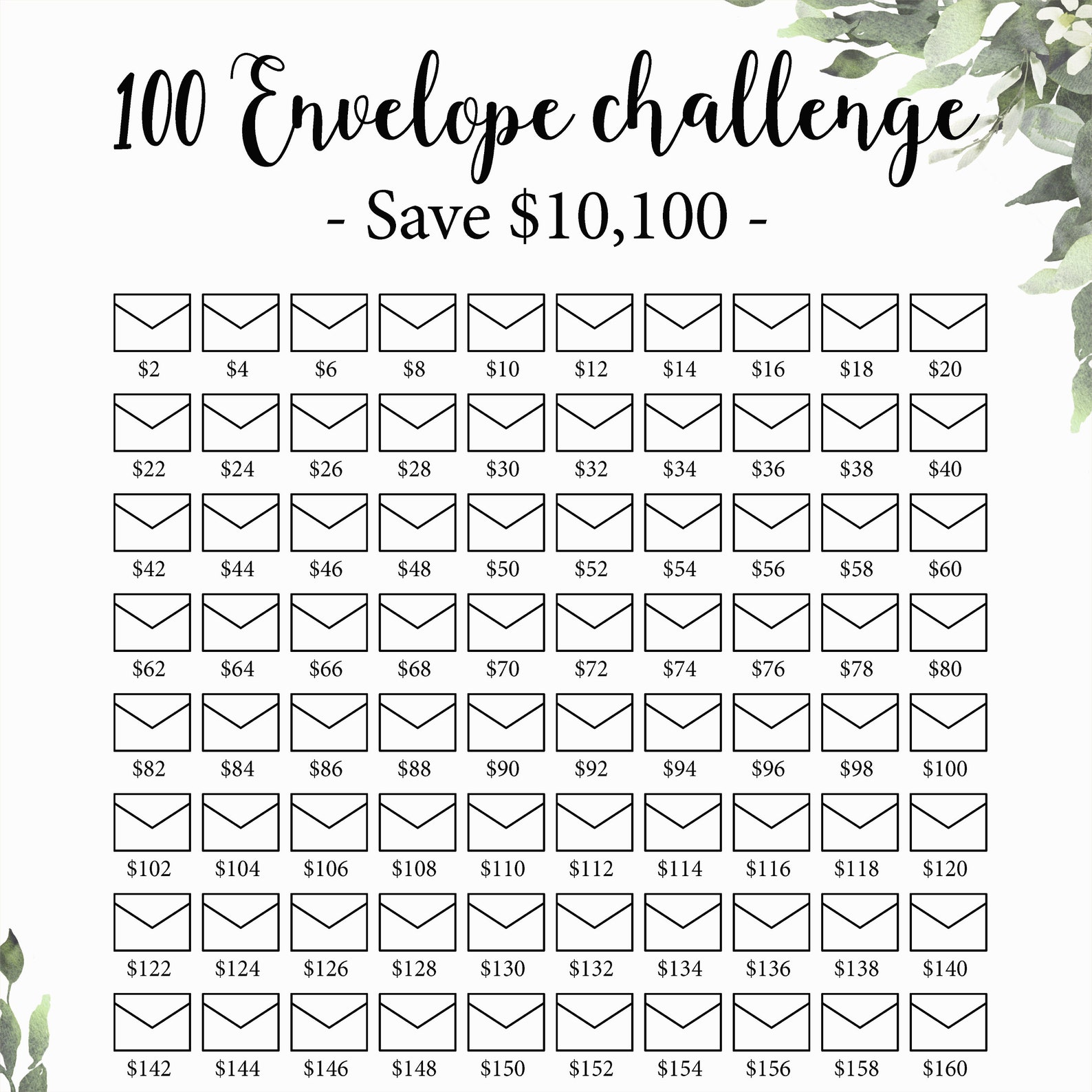 100-envelopes-challenge-l-10000-saving-tracker-save-10k-etsy