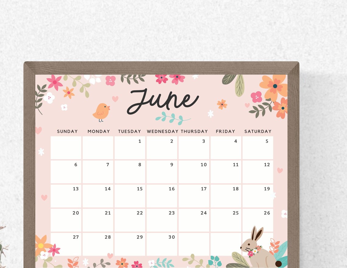 June 2021 Calendar Printable Calendar Planner Cute Spring & Etsy