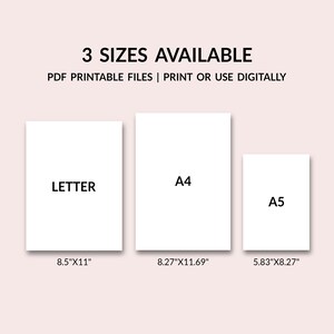 May include: Three printable paper sizes are shown: Letter (8.5 inches by 11 inches), A4 (8.27 inches by 11.69 inches), and A5 (5.83 inches by 8.27 inches).