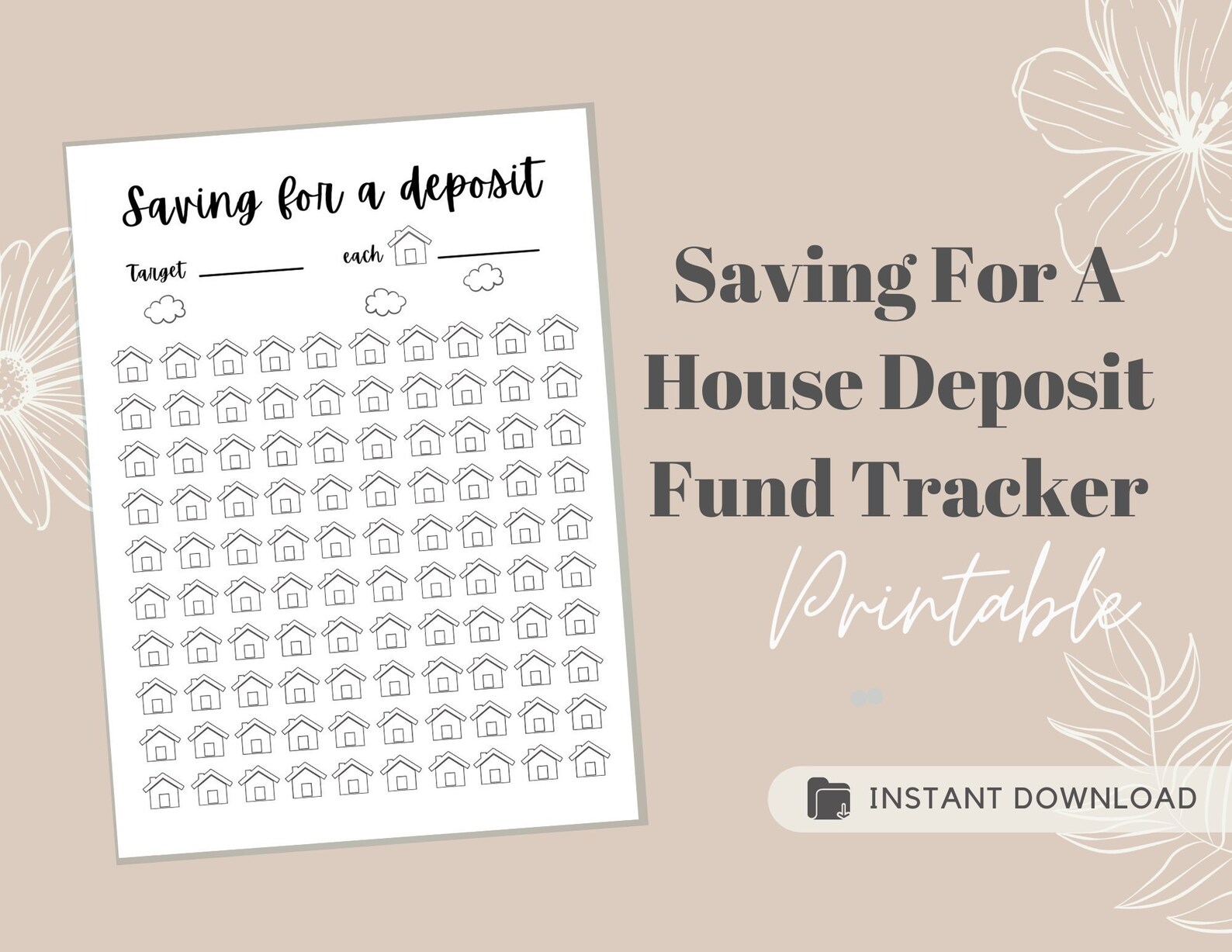 Saving for A House Deposit Fund Tracker Printable House Down Etsy
