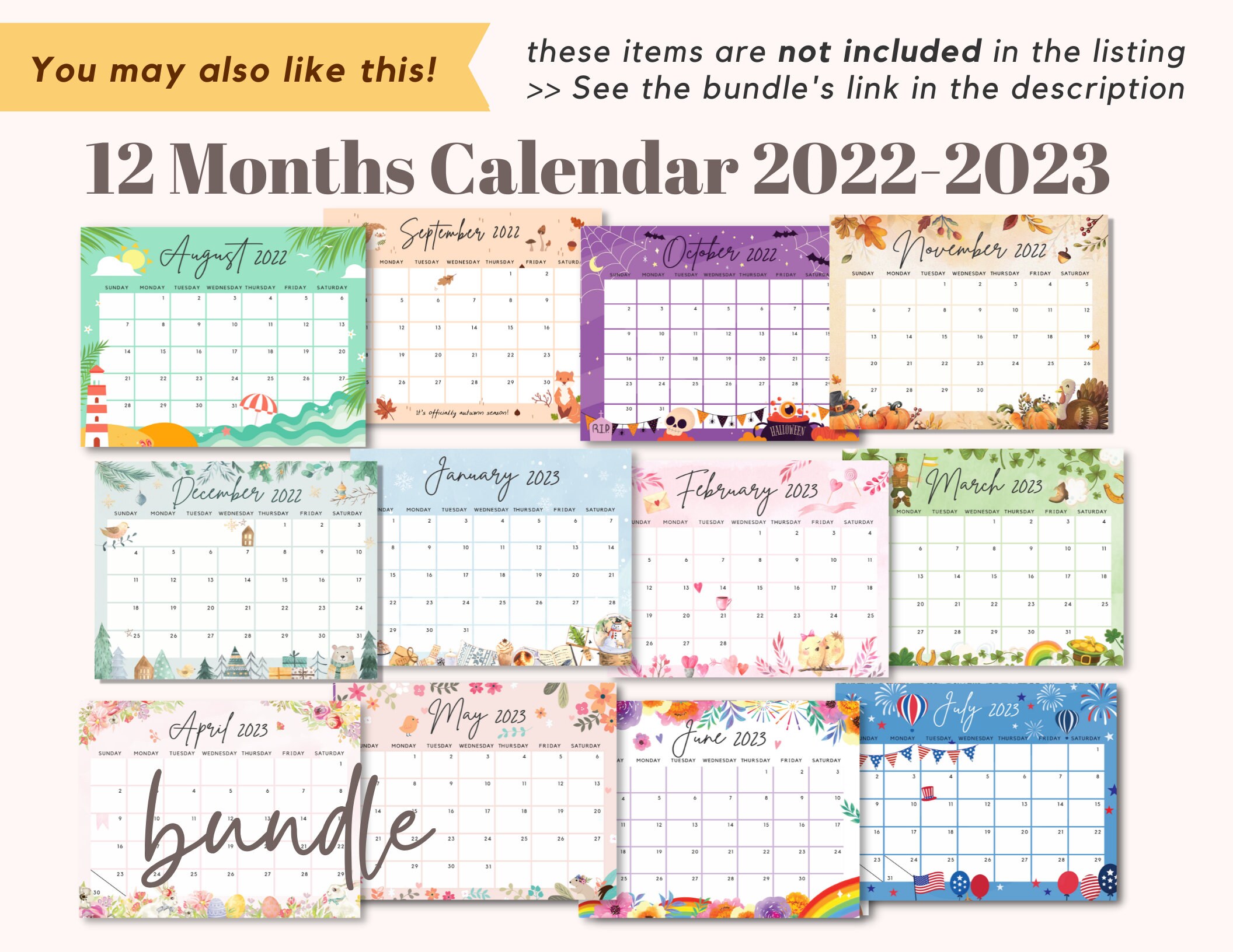 February 2023 Calendar Lovely & Sweet Valentine's Day - Etsy