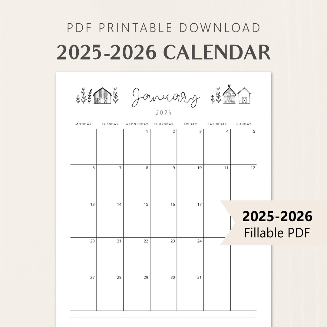 2025 2026 PORTRAIT Calendars Monthly Academic Midyear Planner 8.5x11