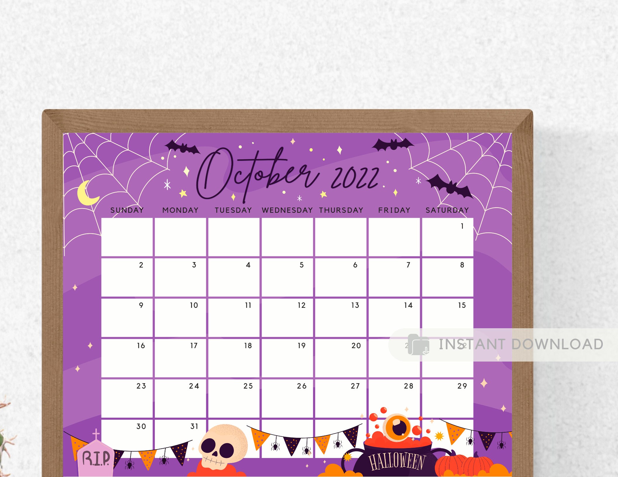 October 2022 Calendar Cute & Spooky Halloween Night Party | Etsy