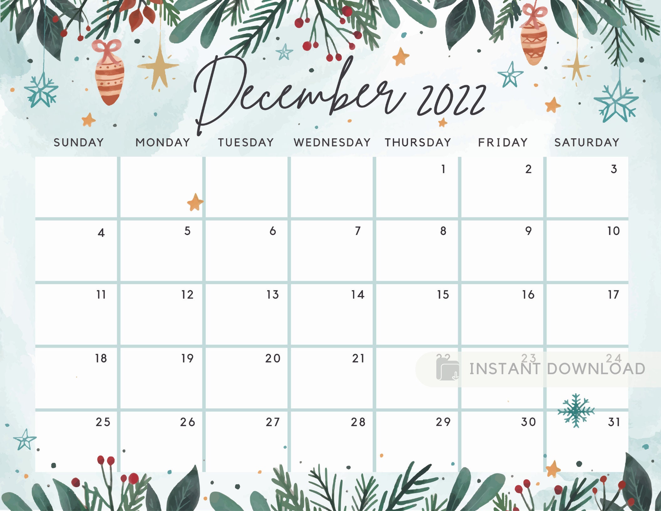 Editable December 2022 Calendar December 2022 Calendar Printable Editable December 2022 Calendar December 2022 Calendar Printable