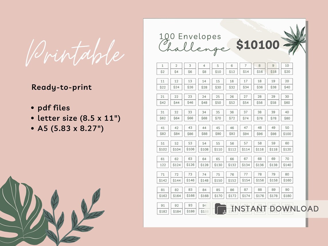 100-envelopes-challenge-l-10000-saving-tracker-save-10k-etsy