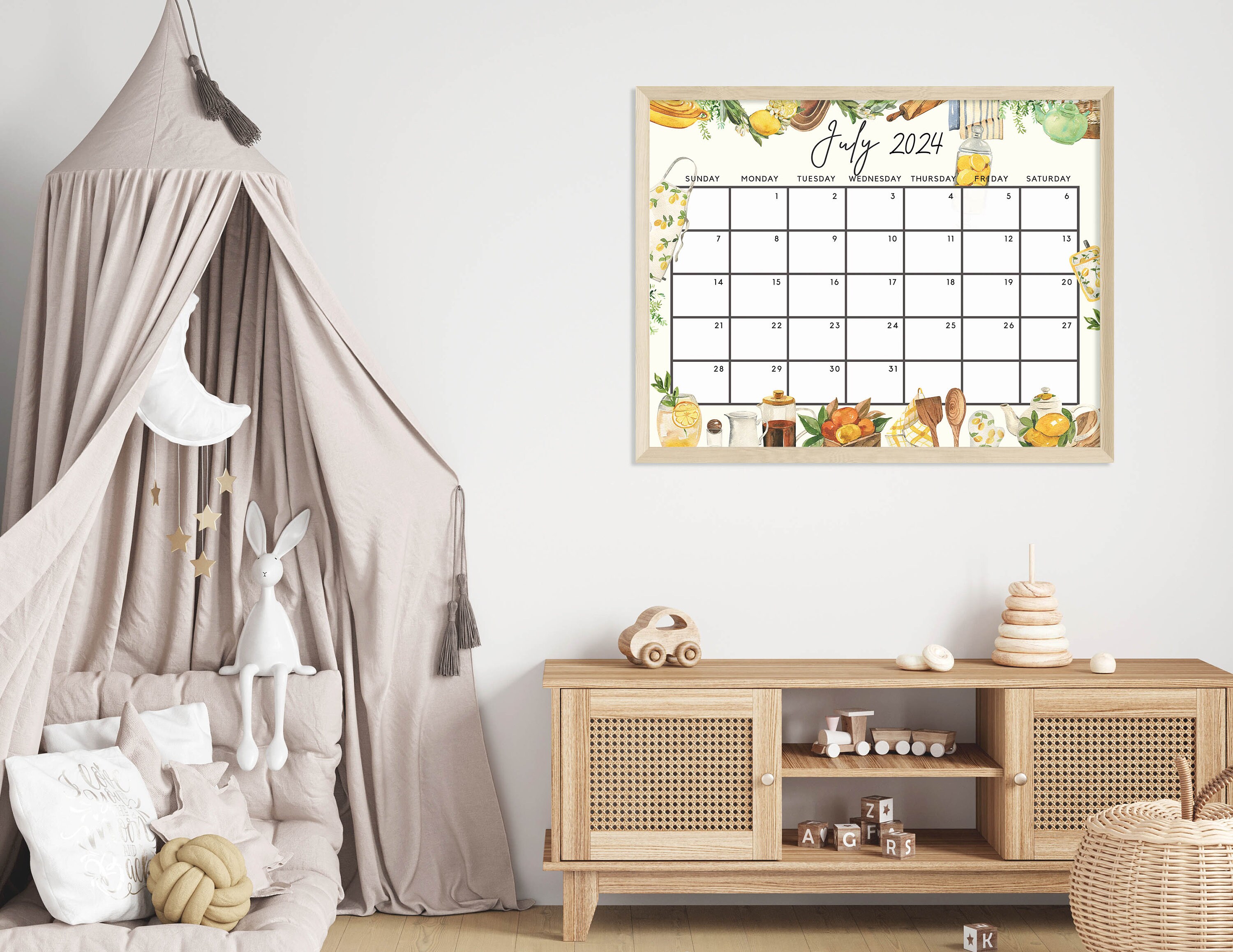 July 2024 Calendar, Cute Summer Fresh Lemon Honey Calendar July 24 ...