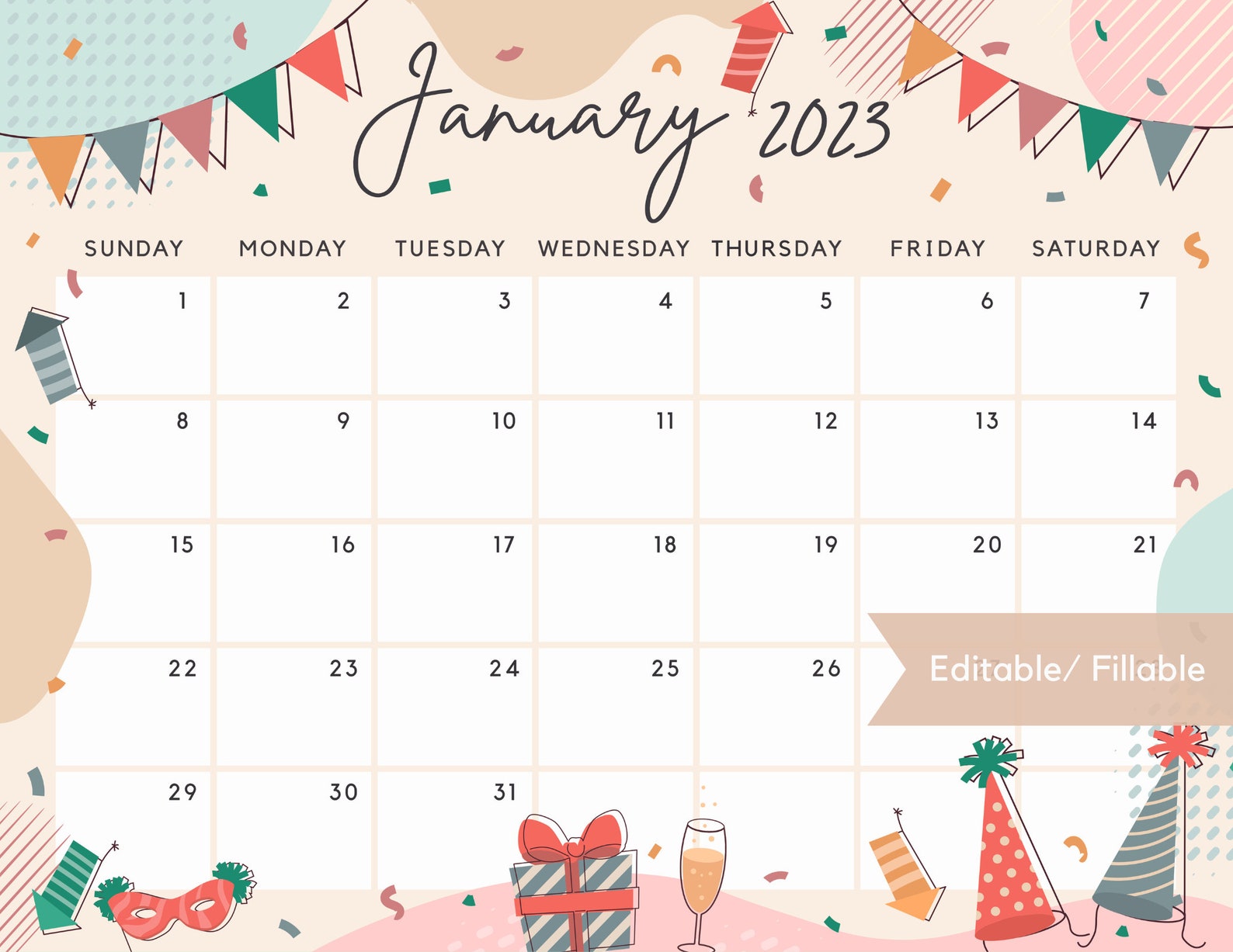 January 2023 Calendar Happy New Year Celebration Party Etsy Canada January 2023 Calendar Happy New Year Celebration Party Etsy Canada