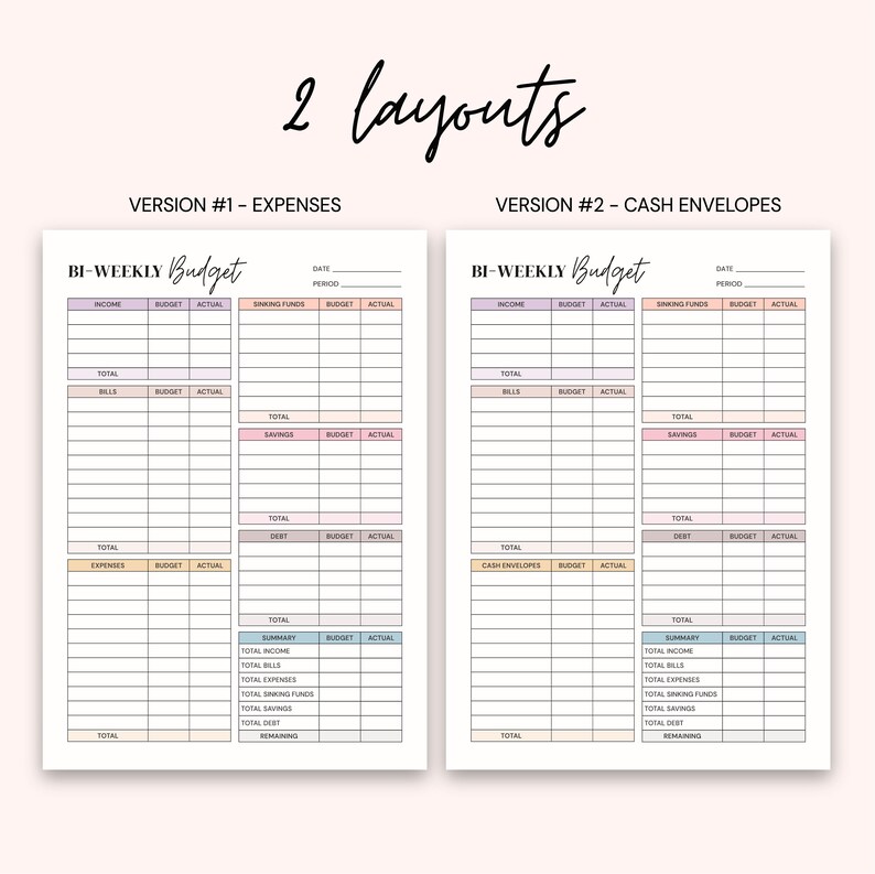 Bi weekly Budget Planner Printable Biweekly Paycheck Budget Etsy Bi weekly budget planner printable biweekly paycheck budget etsy