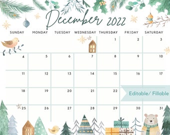 December 2022 Calendar Printable Christmas This Item Is Unavailable | Etsy