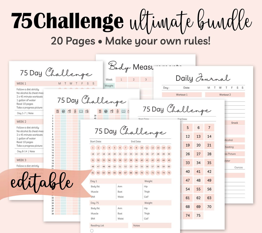 Editable 75 Day Tough Challenge Hard Rules PDF Printable Etsy