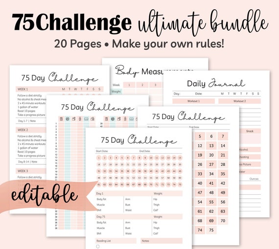 Editable 75 Day Tough Challenge Hard Rules PDF Printable Etsy UK