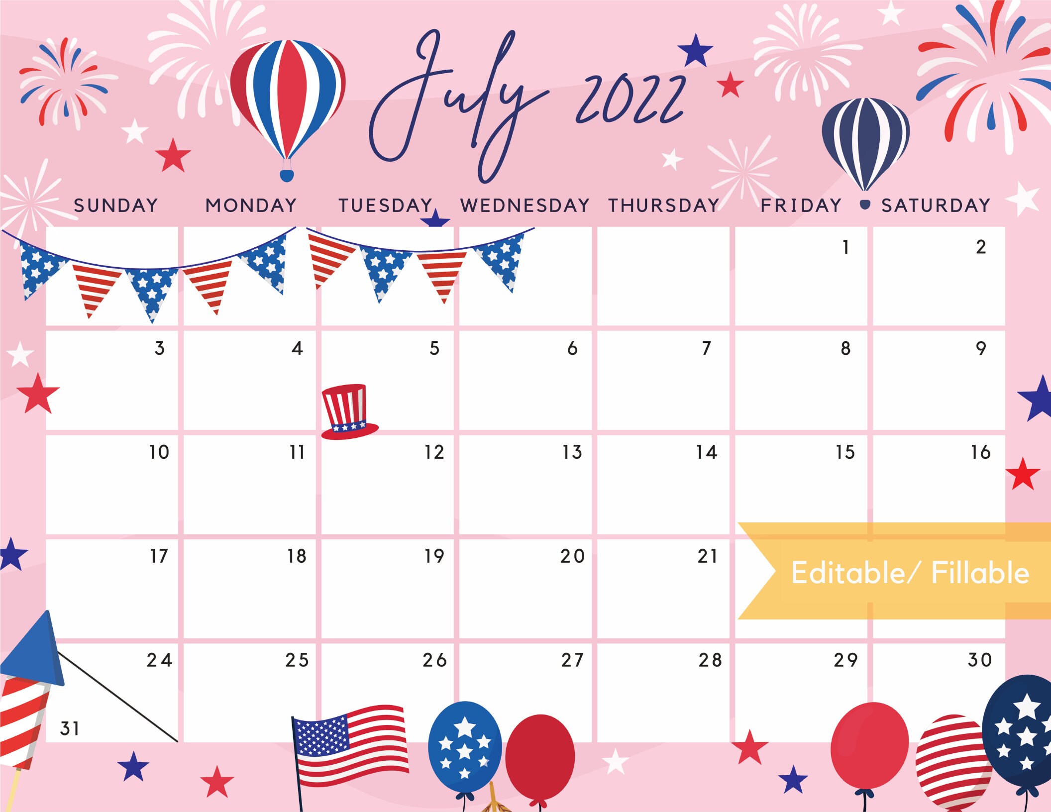 july 2022 calendar independence day us patriotic 4th of july etsy new zealand