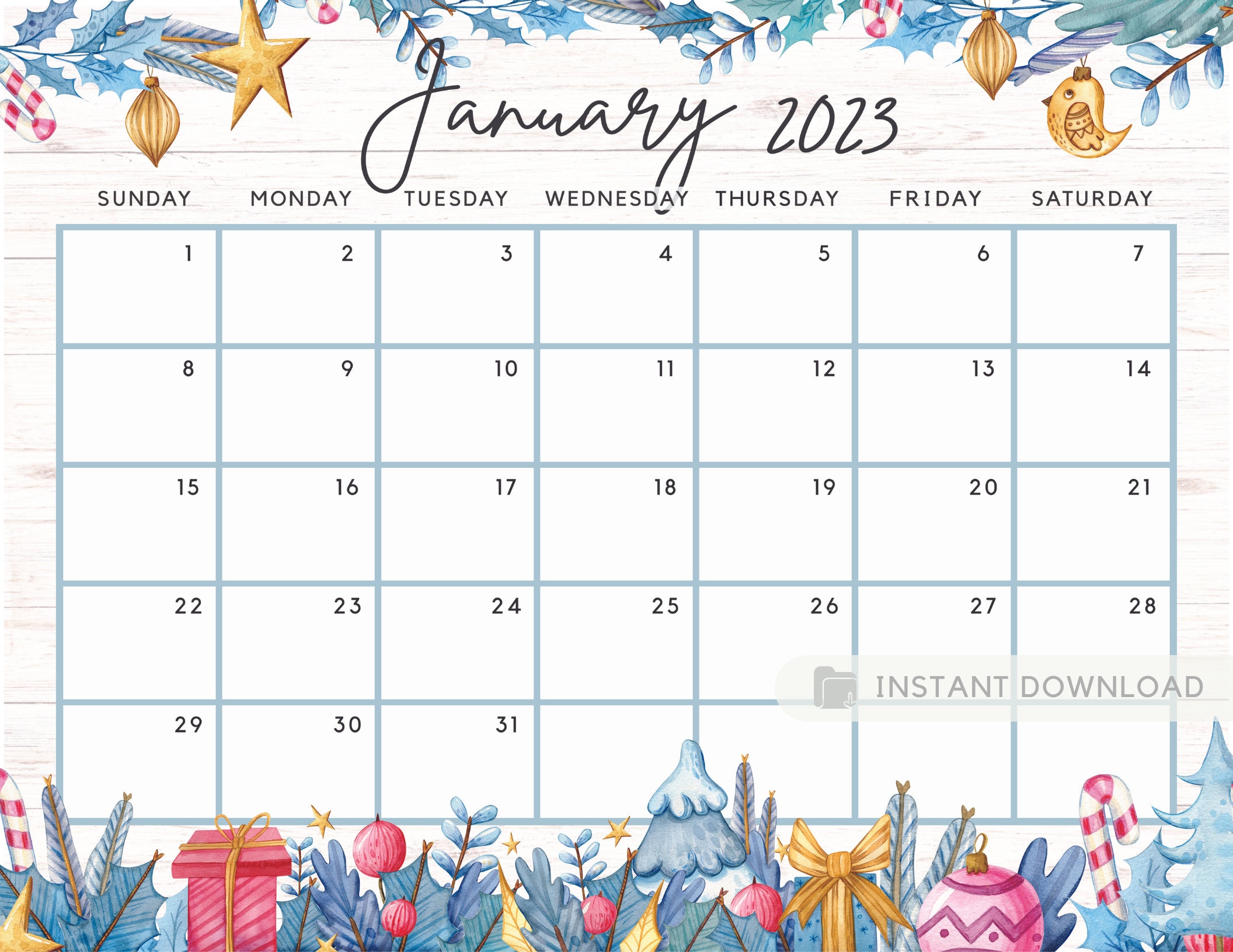 Editable January 2023 Calendar Winter House Warming Cozy Etsy