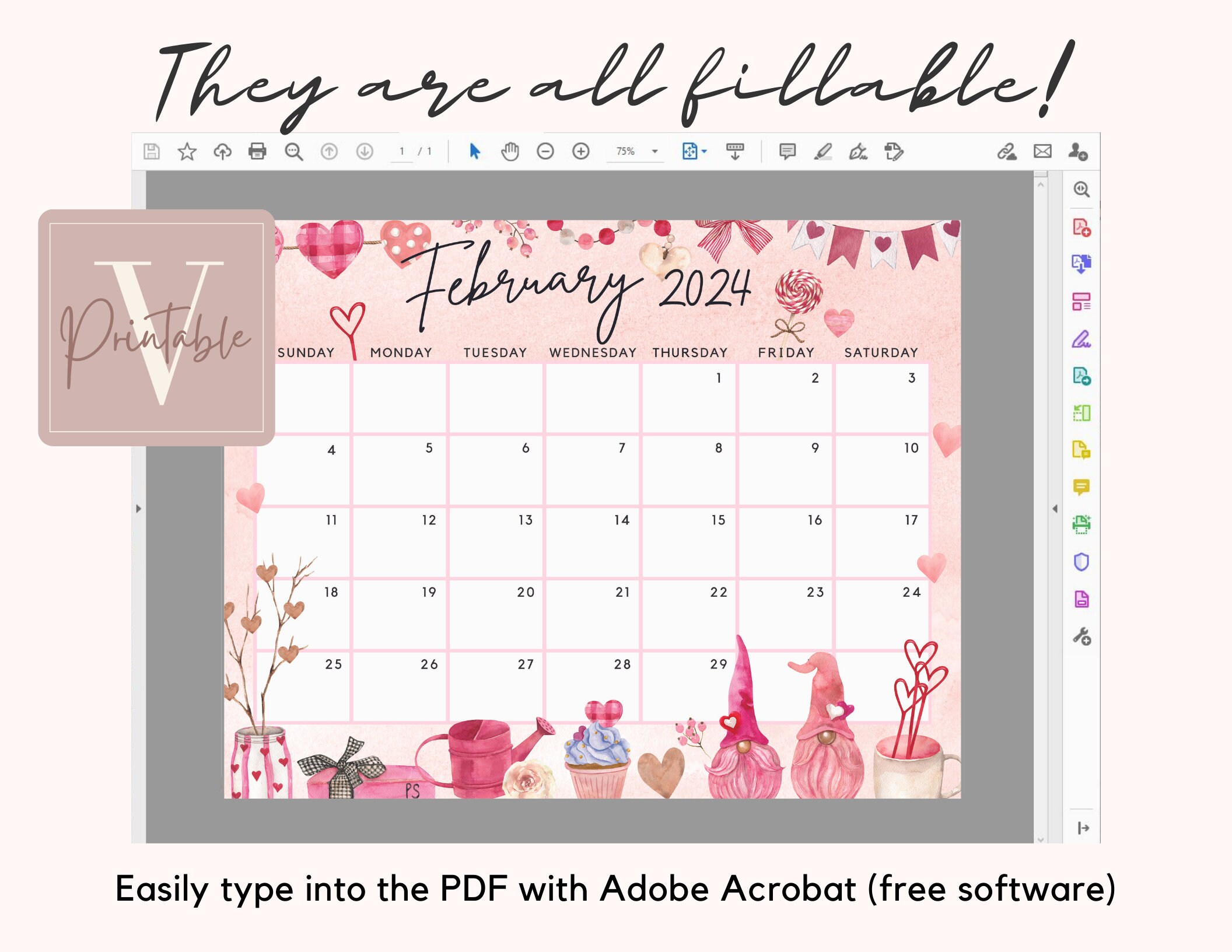 Calendar 2024 bundle editable monthly planner january to december 24