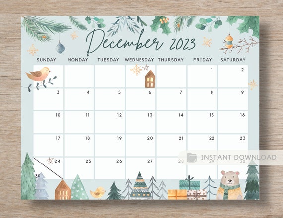 December 2023 Bear Calendar, Cute & Fun Winter White Christmas Printable Editable Fillable Calendar Planner Insert Instant Download - Etsy December 2023 bear calendar, cute & fun winter white christmas printable editable fillable calendar planner insert instant download - etsy