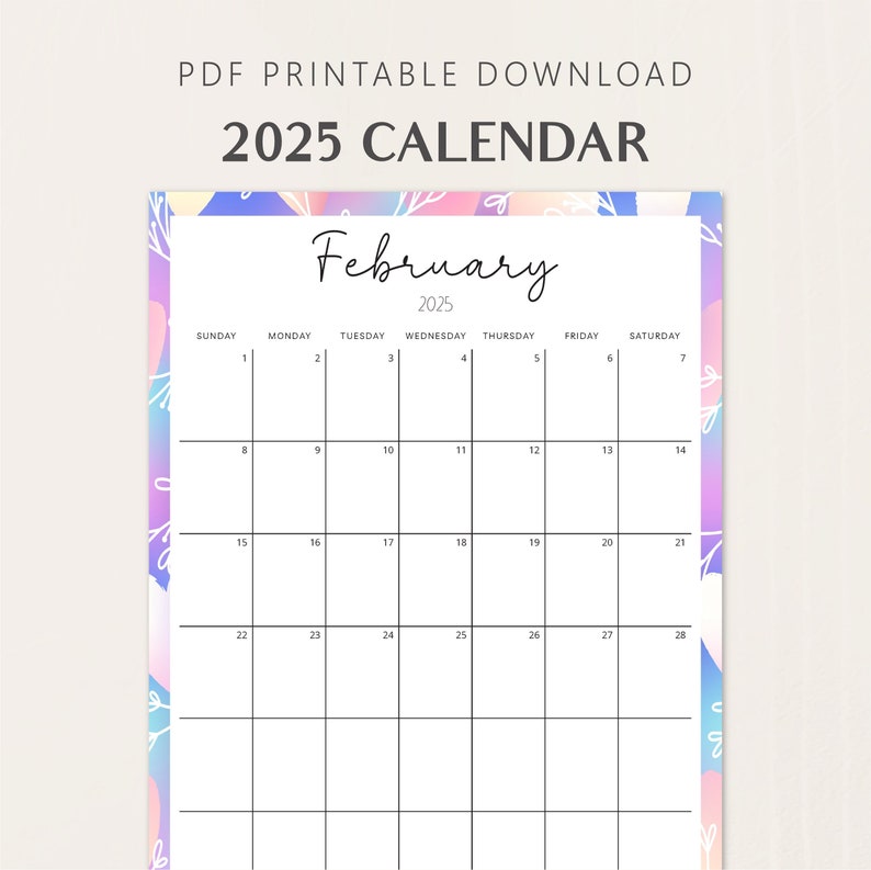 2025 Calendars PORTRAIT Blank Monthly Planner Fillable 8.5x11 Monday ...