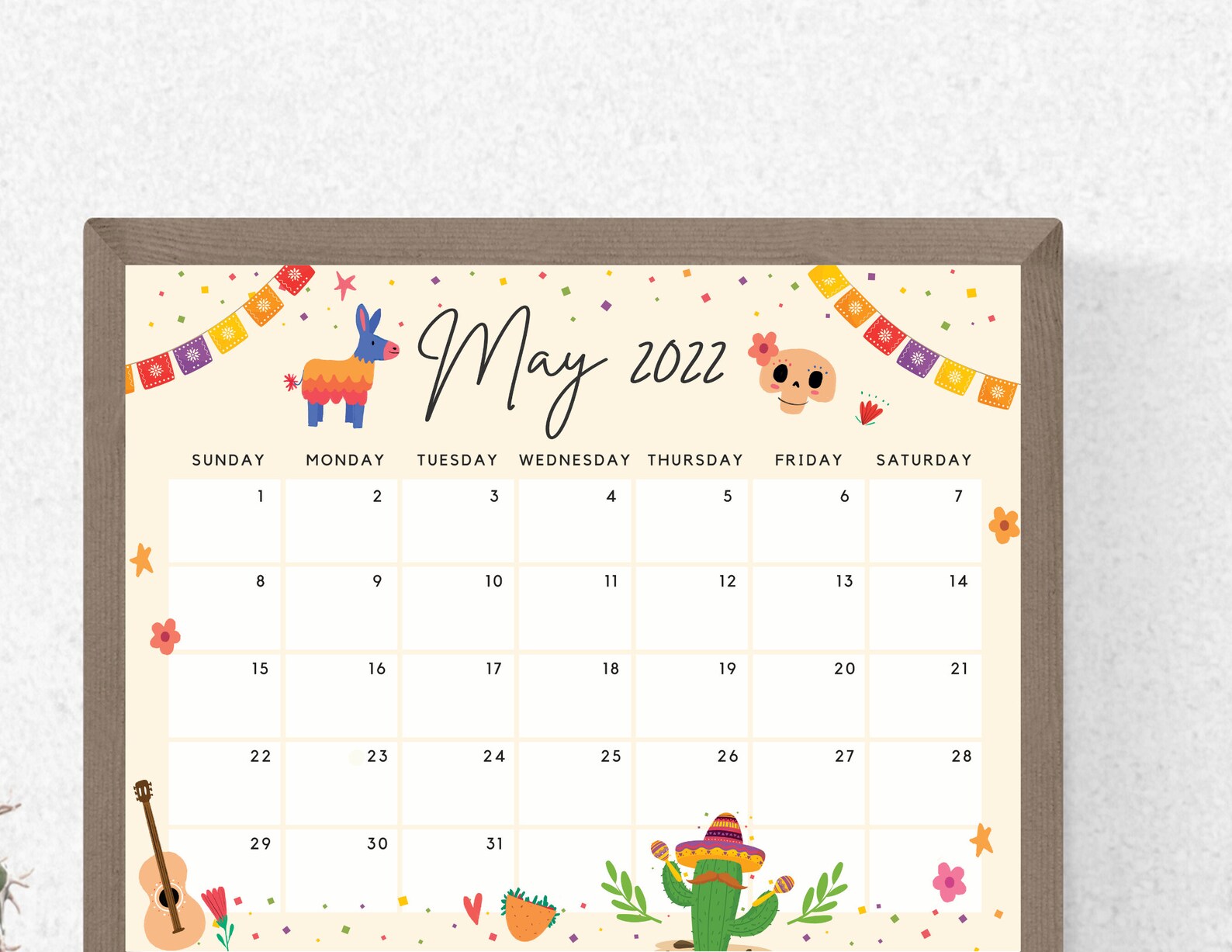 may 2022 calendar printable calendar cute fun cinco de etsy