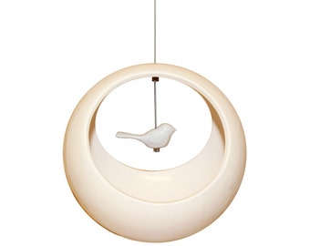 Mangeoire pour oiseaux en vanille, mangeoire pour oiseaux suspendue faite main, relique en céramique minimale pour le jardin