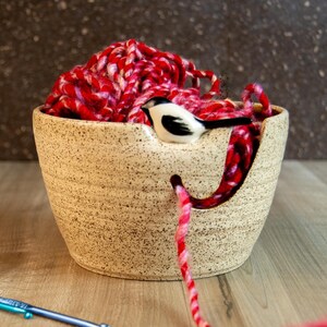 Chickadee Birdie Yarn Bowl, Ceramic Yarn Bowl, Handmade, 6 inches