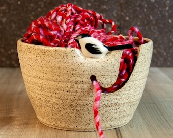 Chickadee Birdie Yarn Bowl, Bol en laine de céramique, fait main, 15 cm