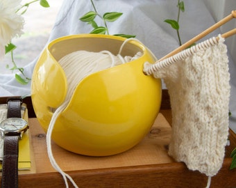 Pelote de laine tournesol, bol de laine, bol de laine minimal, céramique, fait main