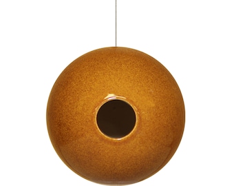 Bird House Ball in Cinnamon, Handmade Hanging Ceramic Birdhouse