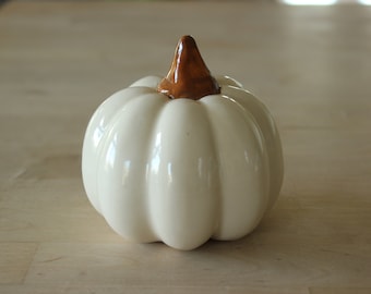 Citrouille, Citrouille décorative, Citrouille en céramique, Ornement de citrouille blanche, Grande