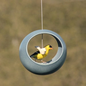 Birdie Bird Feeder in Bluestone, Ceramic Hanging Bird Feeder, Handmade