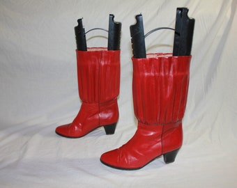 Originele jaren 80 Rode Stoere Leren Ripple Vintage Boots