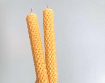Pair of *Rolled* Beeswax Taper Candles (Set of 2)