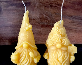 Garden Gnome and Beekeeping Gnome Beeswax Candle ((2 options - CHOOSE 1 from 2 OPTIONS)