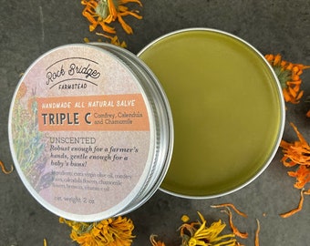 All Natural Comfrey, Calendula, and Chamomile Salve - Triple C (Unscented)