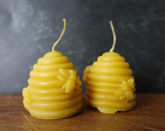 Little Skep Beehive Beeswax Candle (pair of 2)