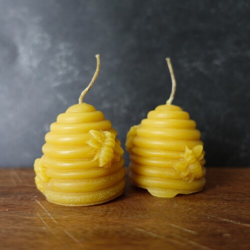 Little Skep Beehive Beeswax Candle (pair of 2)