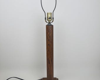 Vintage Mission Style Mid Century Wooden Table Lamp