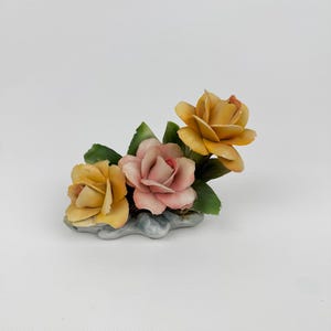 Vintage Capodimonte Italian Porcelain Ceramic Flower Sculpture, Miniature Floral Areangement Home Decor Accent