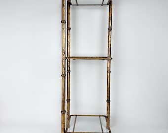 3 Tier Gold Art Deco Standing Shelf - Hollywood Regency