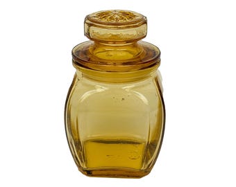 Vintage Wheaton Glass Amber Storage Canister Apothecary Jar with Lid