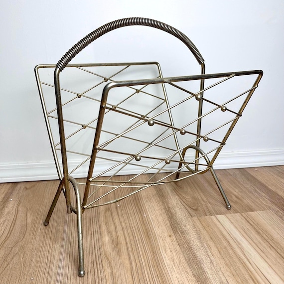 ヴィンテージミッドセンチュリーモダン真鍮マガジンラック - Etsy 日本
